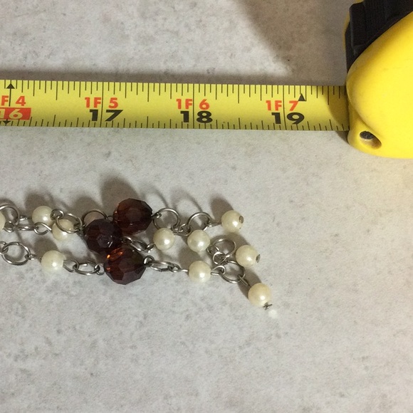Pearl and brown bead drop necklace - Picture 8 of 8